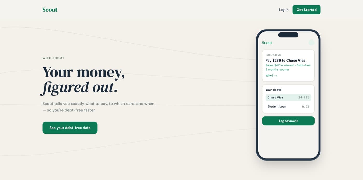 Scout, debt payoff planning app